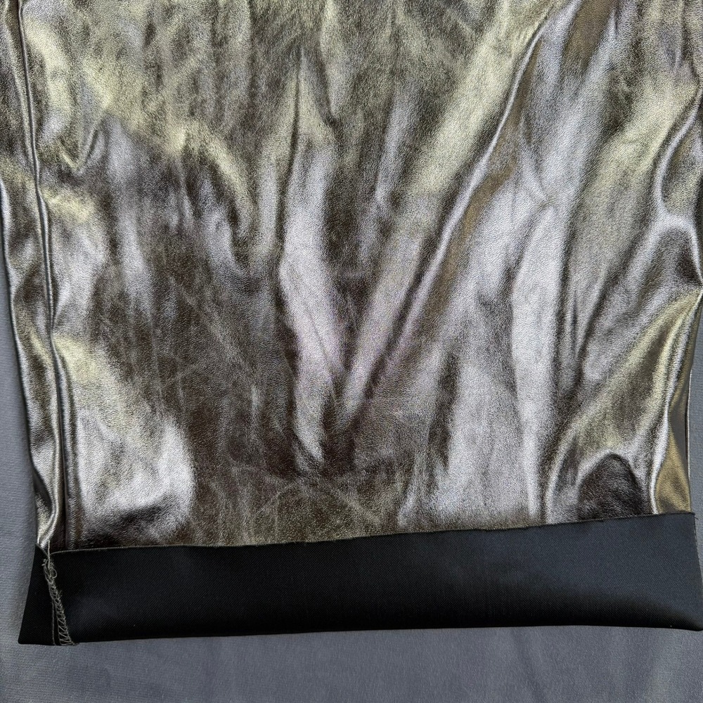 ASOS DESIGN Metallic Wide Leg Pants Womens 14 Bronze Faux Leather Party Festival - Picture 3 of 7